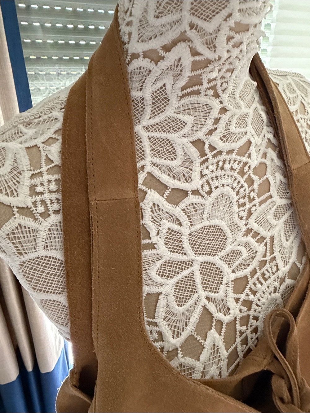 Mango All Leather Beige Suede Shoulder Shopping Bag - Picture 3 of 9